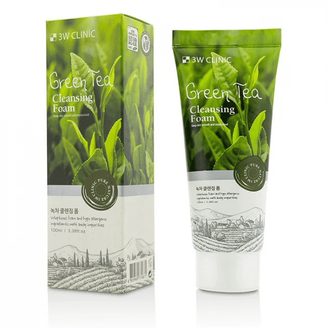 3W Clinic Green Tea Foam Cleansing 100 ml – Deep-Pore Green Tea Face Wash. - Image 2