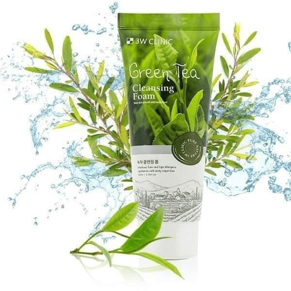 3W Clinic Green Tea Foam Cleansing 100 ml – Deep-Pore Green Tea Face Wash.
