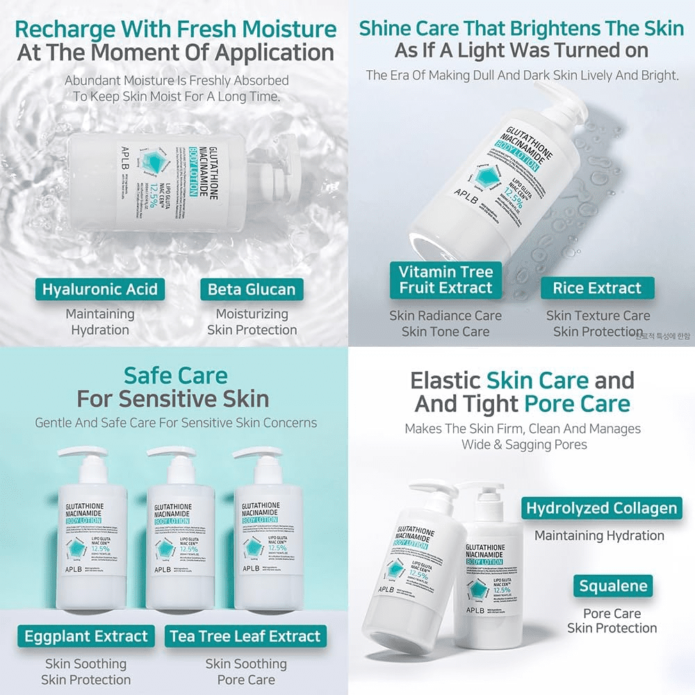 APLB Glutathione Niacinamide Body Lotion 300 ml – Brightening & Soothing Hydrating Body Moisturiser. - Image 5