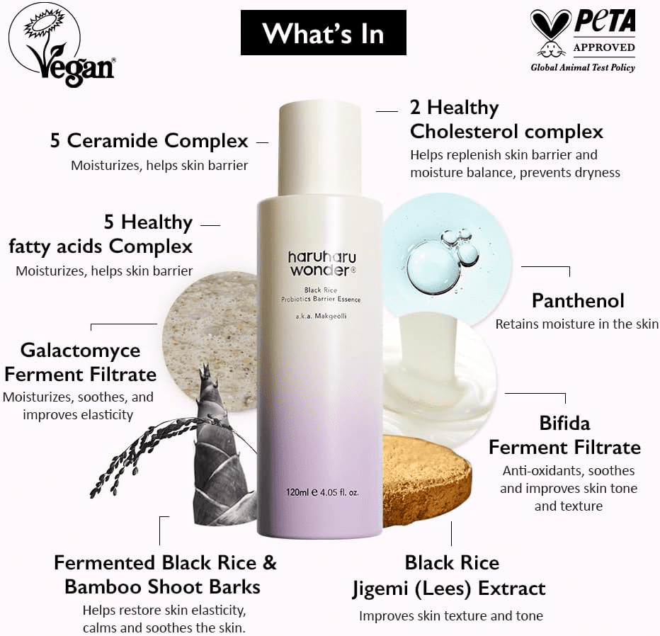 Haruharu Wonder Black Rice Probiotics Barrier Essence - 120 ml | Barrier Repair & Hydration. - Image 5